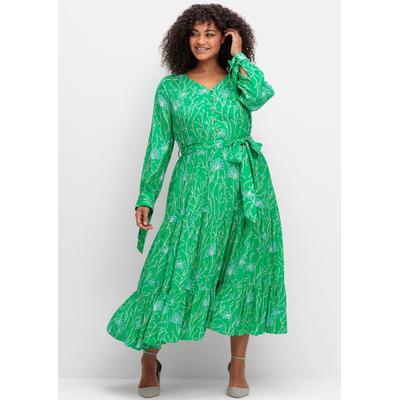 Maxikleid SHEEGO BY JOE BROWNS "Maxikleid", Damen, Gr. 46, Normalgrößen, grün, 100% Viskose, lang, V-Ausschnitt, Langarm, Kleider Image