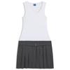 Minikleid HUGO BLUE "Norila", Damen, Gr. M (38), N-Gr, weiß (weiß 100), Jersey, Obermaterial: 96% Baumwolle, 4% Elasthan, casual, mini, tiefer Rundhals, ohne Ärmel, Kleider, Slim Fit, mit plissiertem Rockteil