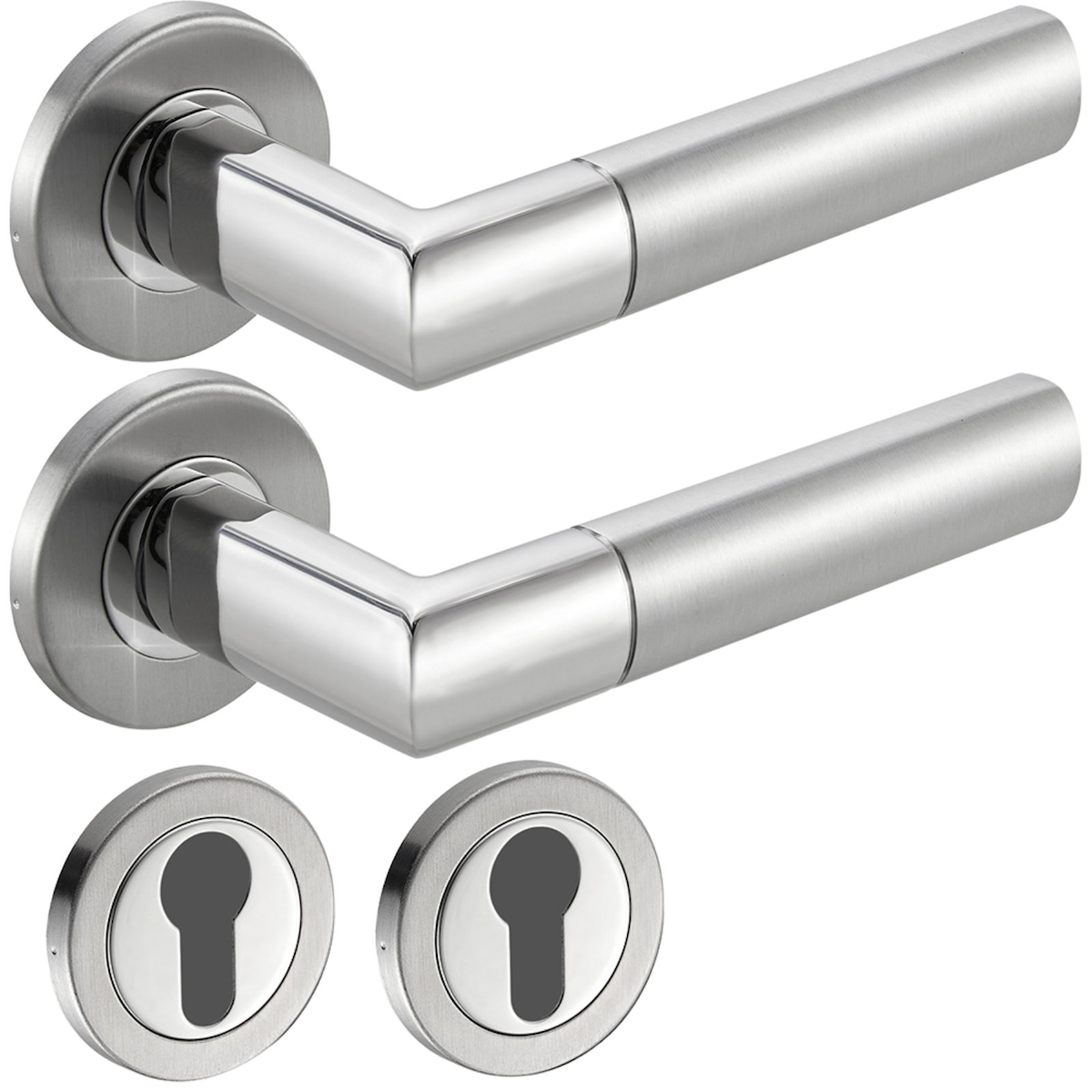 ID Dinkel Türbeschlag Edelstahl Drückergarnitur CATHY Eingangstür Türgriff oval PZ - Profilzylinder Edelstahl Image
