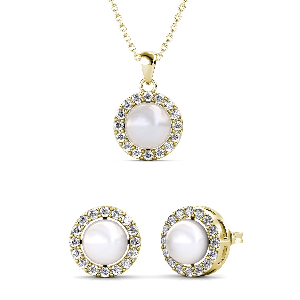 Perlen-Sets mit Reif - Gold und Kristall