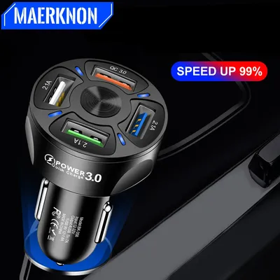 40 W USB-Auto-Schnellladegerät, 4 Anschlüsse, neuer Schnelllade-Handy-Adapter im Auto für iPhone Xiaomi Huawei Schnellladegerät Image