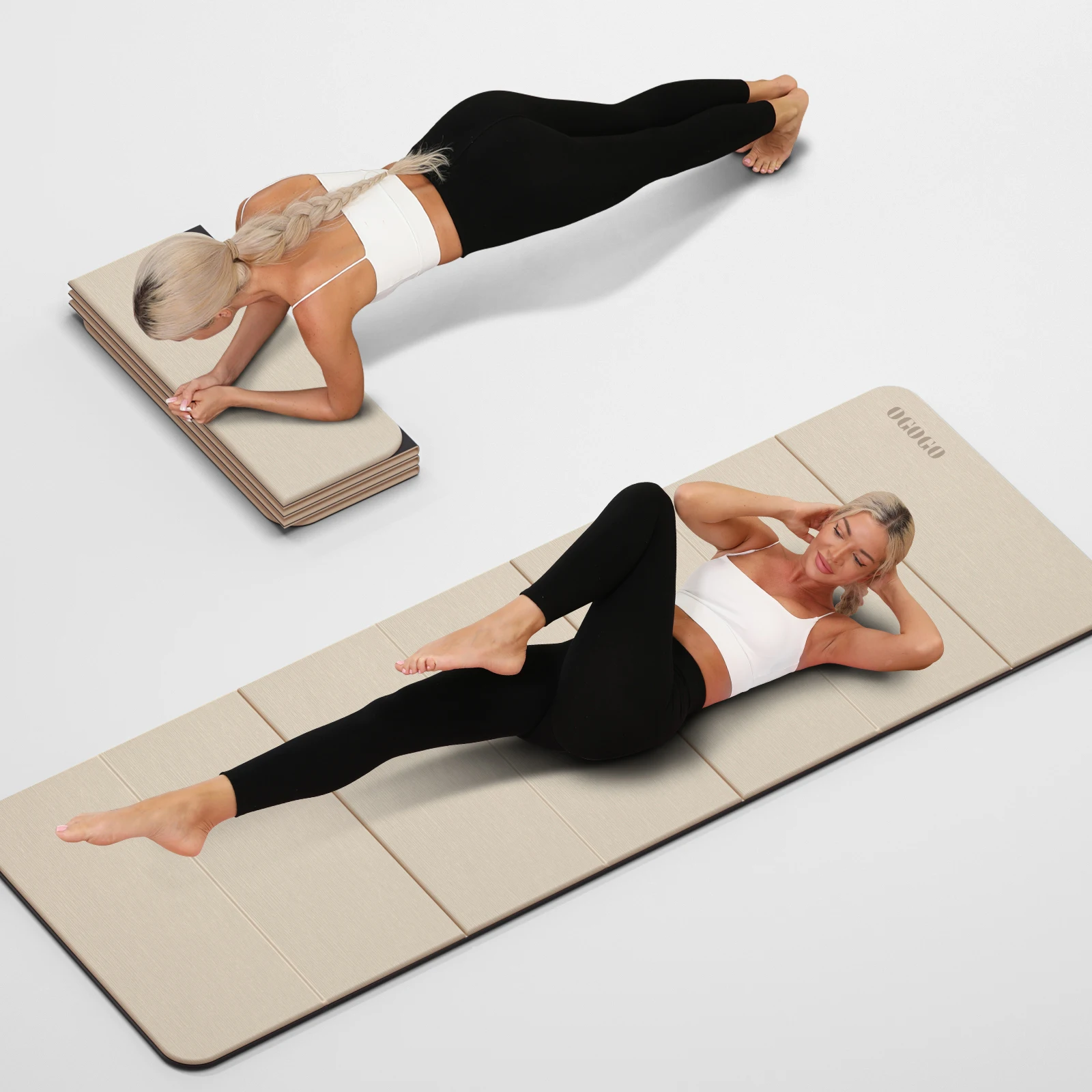 Foldable Yoga Mat Extra Thick Eco-Friendly POE Material, Non-Slip Design Fitness Mats, Multi-Purpose Workout Mats