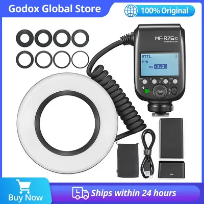Godox MF-R76C MF-R76N MF-R76S TTL HSS 2.4G Wireless Macro LED Ring Light Speedlite Flash Light for Canon Nikon Sony Camera