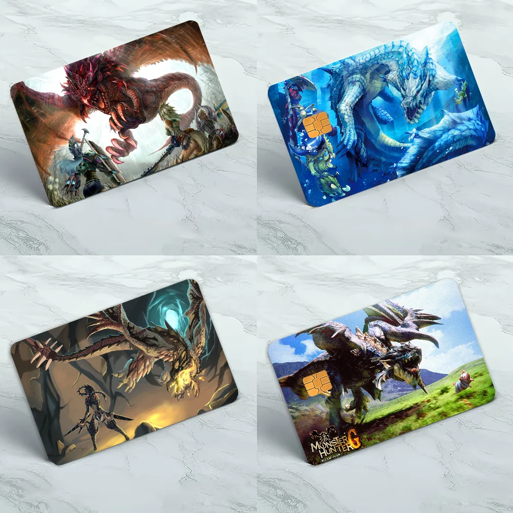 Monster Hunter Anmie 4 Stück 1 Set Aufkleberfolie Skin Cover für Kreditkarte Debit Bankkarte vorne Image