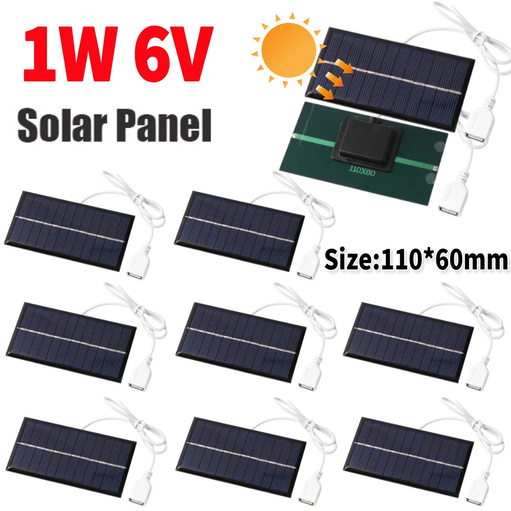 1-10PCS Solar Panel 1W 6V Mini Solar Panel Solar Zellen DIY für Low-power Elektrogeräte Telefon Power Bank Fan Batterie Zelle