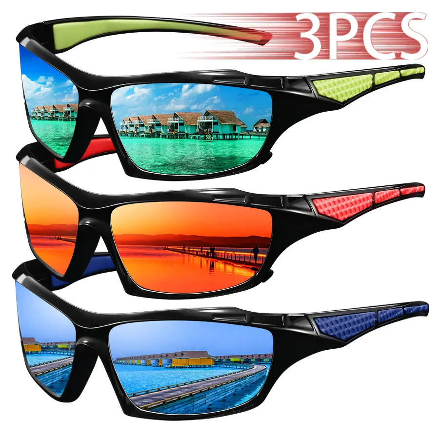 3er-Set Modische Vintage-Muster Sonnenbrillen für Autofahren, Angeln, Radfahren, Sport, Herren und Damen, Laufen, Bergsteigen Image
