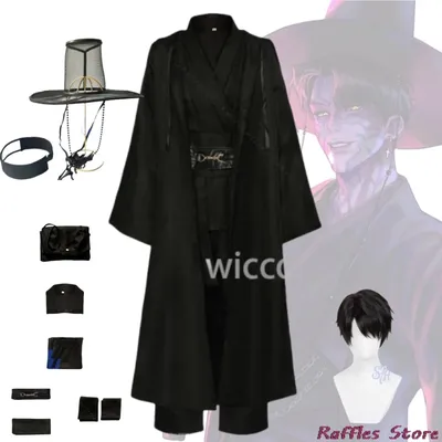 Film Dämon Singen Jinu Cosplay Kostüm Jinu Saja Kpop Junge Gruppe Korea Stile Anzug Hüte Schwarz Y2K Gothic Halloween Angepasst Image