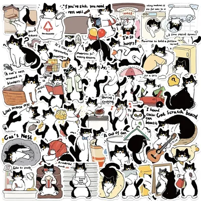 50/77PCS Cartoon Kawaii Nette Kitty Tiere Graffiti Aufkleber Fahrrad Skateboard Auto Helm Notebook Computer Kinder Aufkleber Image
