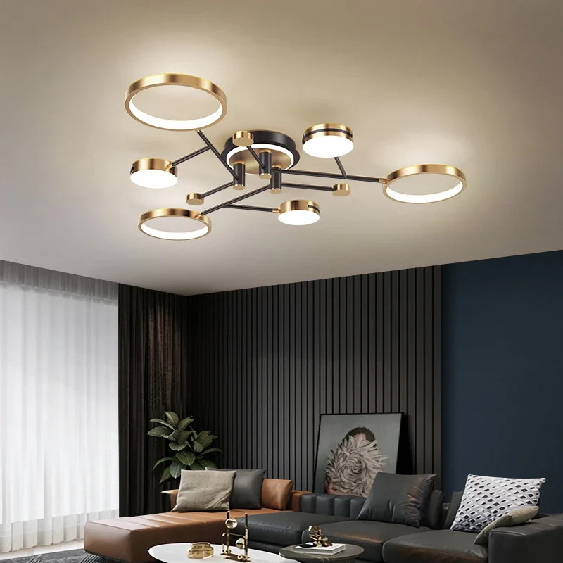 Moderne Moderne Led Anhänger Licht Beleuchtung Für Wohnzimmer Esszimmer Schlafzimmer Decke Kronleuchter Gold/Schwarz Dekoration Nordic Lampen AC