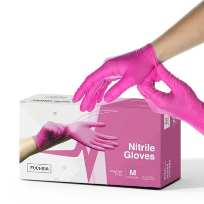Fuchsia Nitrile Disposable Gloves 3.5mil Latex Free Household Cleaning Gloves for Women Gardening Safety Work Protective Gloves