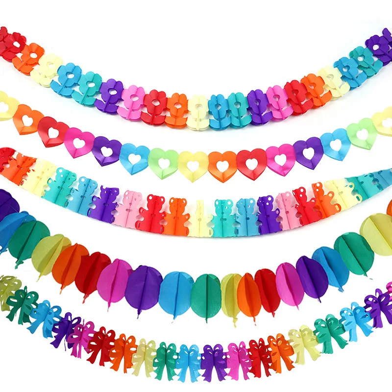 Sommer Hawaii Thema Party Hängen Dekor Papier Bunte Pull Blume Banner Girlande Tropical Strand Geburtstag Party Decor Liefert Image