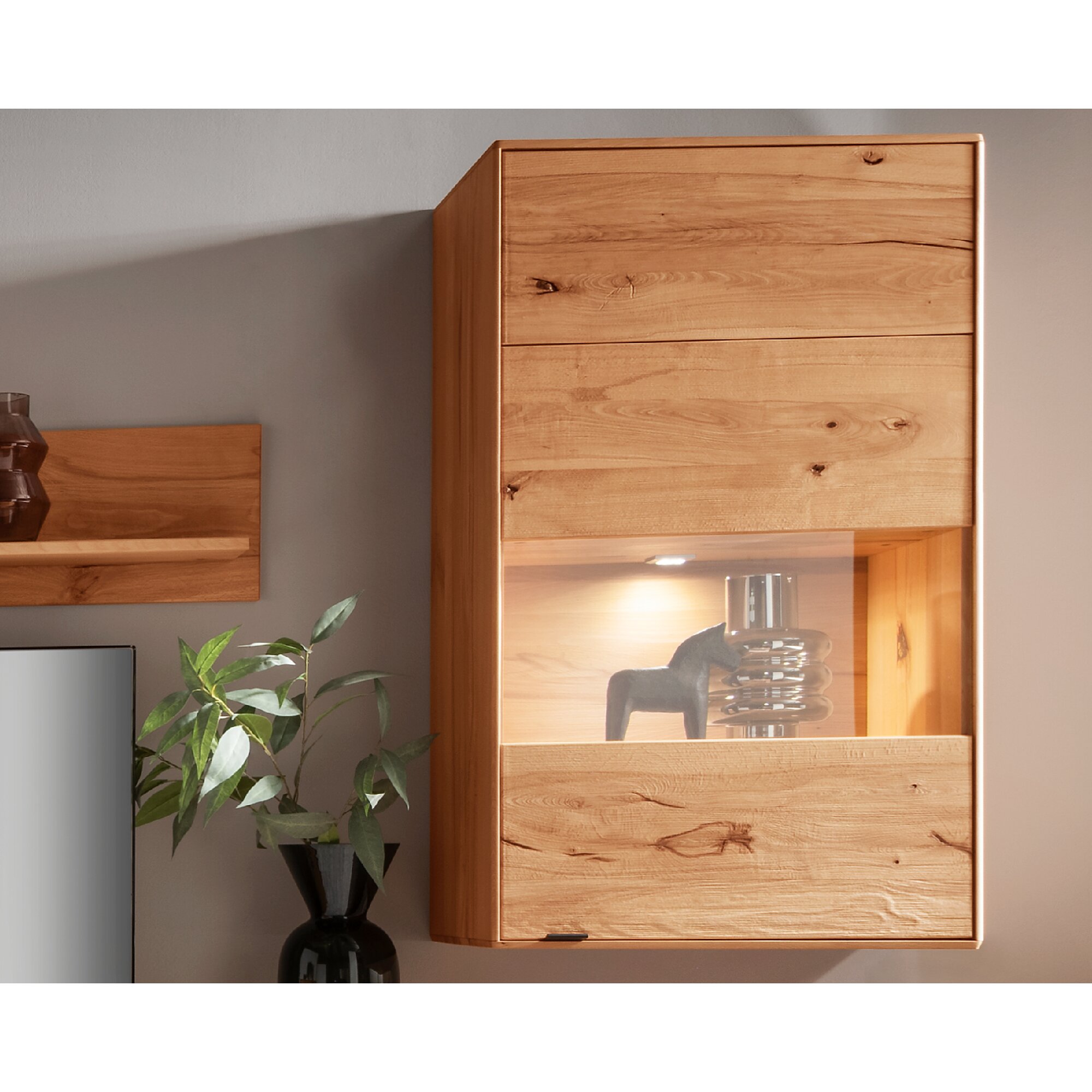 Massivholz »Zerro« Hängevitrine Kernbuche / Anschlag links / ohne Beleuchtung