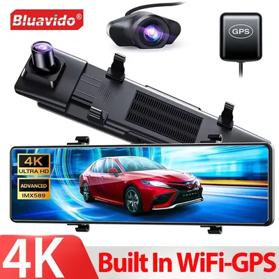 12" 4K Mirror Dash Cam IMX589 Front and Rear Dual Camera Built in WiFi GPS Night Vision Loop Record Parking Monitor Touch Screen