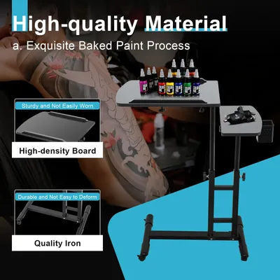 Tattoo Workstation - Portable Mobile Tattoo Station for Tattoo Studio Artist,with Universal Wheels, Height Adjustable