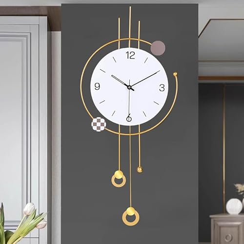 EMITDOOG Large Modern Wall Clock for Living Room Decor Big Decorative Wall Clock Pendulum Clock Battery Operated Non Ticking for Bedroom Kitchen Office Home Unique Clocks Wall Decor 13 * 30 Inch