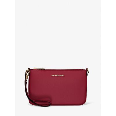 Michael Kors Jet Set Small Pebbled Leather Convertible Wristlet Red One Size