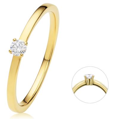 Diamantring ONE ELEMENT "0.1 ct Diamant Brillant Ring aus 585 Gelbgold" Gr. 54, gold, Fingerringe, Damen, 54, 0,1 ct, Gelbgold 585-Gold-Diamanten, Gelbgold 585, Gold, Diamanten, ein Hauch von Luxus für den Alltag Image