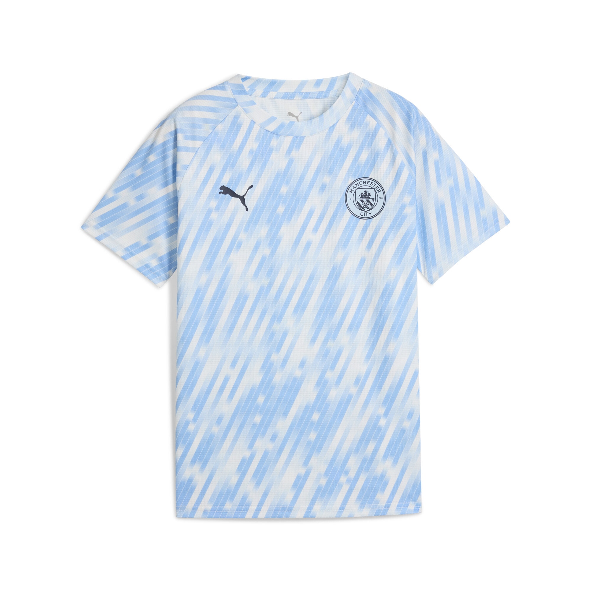 Trainingsshirt PUMA "Manchester City Aufwärmtrikot Jugendliche", Kinder, Gr. 176, blau (silber sky blau), Obermaterial: 100% Polyester, regular fit, Rundhals, Shirts Image