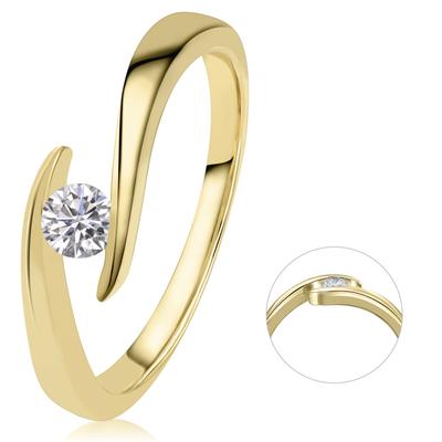 Diamantring ONE ELEMENT "0,20 ct Diamant Brillant Spannfassung Ring" Gr. 58, gold, Fingerringe, Damen, 58, 0,2 ct, Gelbgold 585-Gold-Diamanten, Gelbgold 585, Gold, Diamanten, aus 585 Gelbgold – ein stilvolles Accessoire für Damen mit Geschmack Image
