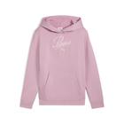 Kapuzensweatshirt PUMA "ESS SCRIPT HOODIE FL G", Kinder, Gr. 164, poised pink, Fleece, Obermaterial: 68% Baumwolle, 32% Polyester, bedruckt, sportlich, regular fit normal, Langarm, Sweatshirts