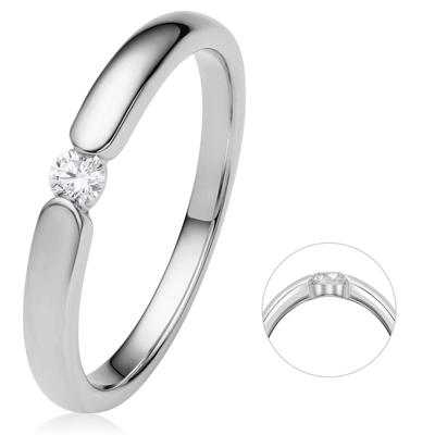 Diamantring ONE ELEMENT "0.08 ct Diamant Brillant Spannfassung Ring" Gr. 58, silber, Fingerringe, Damen, 58, 0,08 ct, Weißgold 585-Gold-Diamanten, Weißgold 585, Gold, Diamanten, aus 585 Weißgold – ein ausdrucksstarkes Schmuckstück für jeden Anlass Image