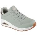 Sneaker SKECHERS "UNO GOLDEN AIR", Damen, Gr. 38, grün (sage grün), Lederimitat, sportlich, Schuhe, Freizeitschuh, Halbschuh, Schnürschuh mit Metallic-Einsatz, Topseller