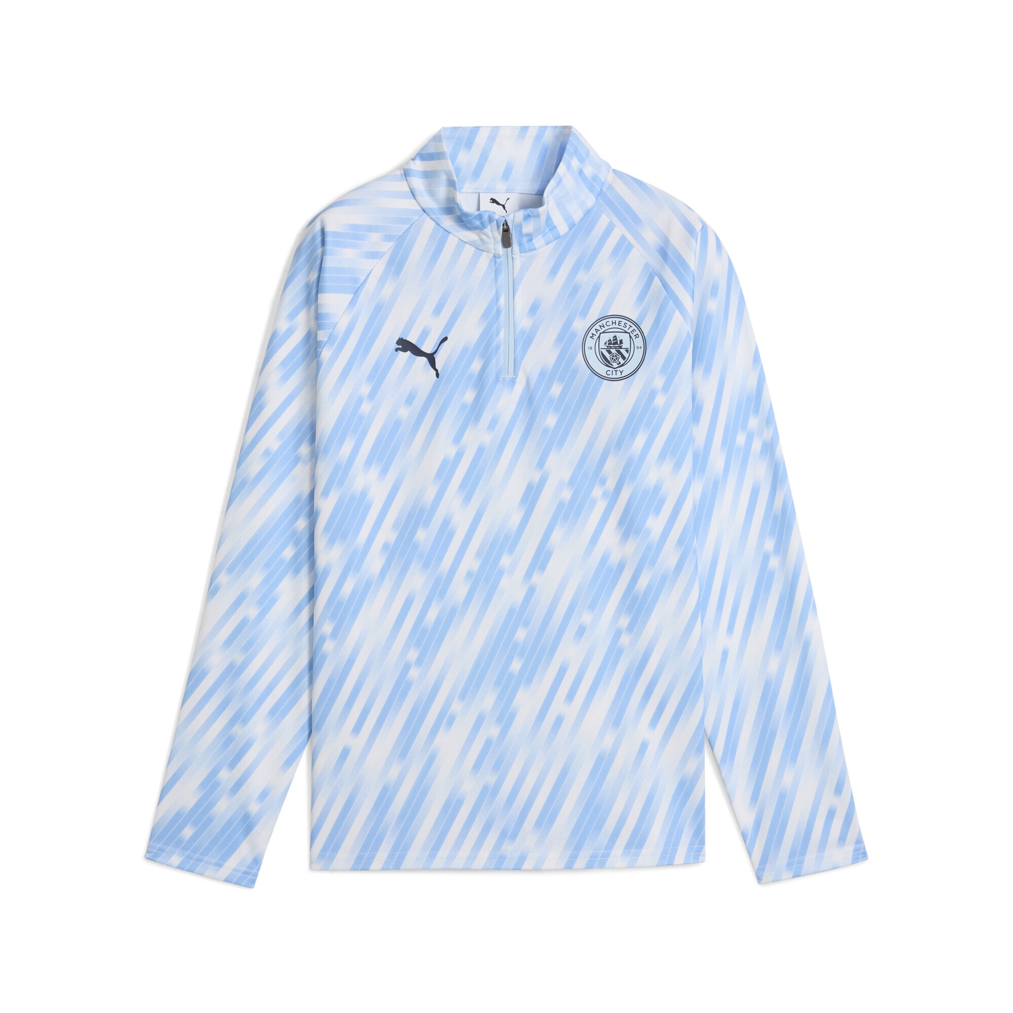T-Shirt PUMA "Manchester City Aufwärmtop Jugendliche", Kinder, Gr. 152, blau (silber sky blau), Obermaterial: 100% Polyester, regular fit, Rundhals, Shirts Image