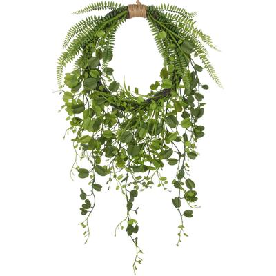 Kunstkranz CREATIV GREEN "Kranz mit Blättern", grün, B:45cm H:90cm T:8cm, Kunststoff, Kunstpflanzen, mit detailgetreuen Blatt- und Farnzweigen Image