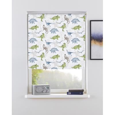 Rollo LÜTTENHÜTT "DINO" Gr. 3, grau (blau, grün, grau), B:60cm H:150cm, Polyester, Rollos, Fixmaß, Klemmfix, DINO, Kinderrollo -NEUHEIT Image