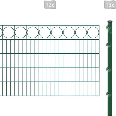 Doppelstabmattenzaun ARVOTEC "ESSENTIAL 100 zum Einbetonieren "Ring" mit Zierleiste", grün (dunkelgrün), H:100cm, Stahl, Kunststoff, Zaunelemente, Zaunhöhe 100 cm, Zaunlänge 2 - 60 m Image