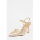 Quiz Womens Gold Diamante Strap Court Heels - Size UK 3 | Quiz Sale | Discount Designer Brands