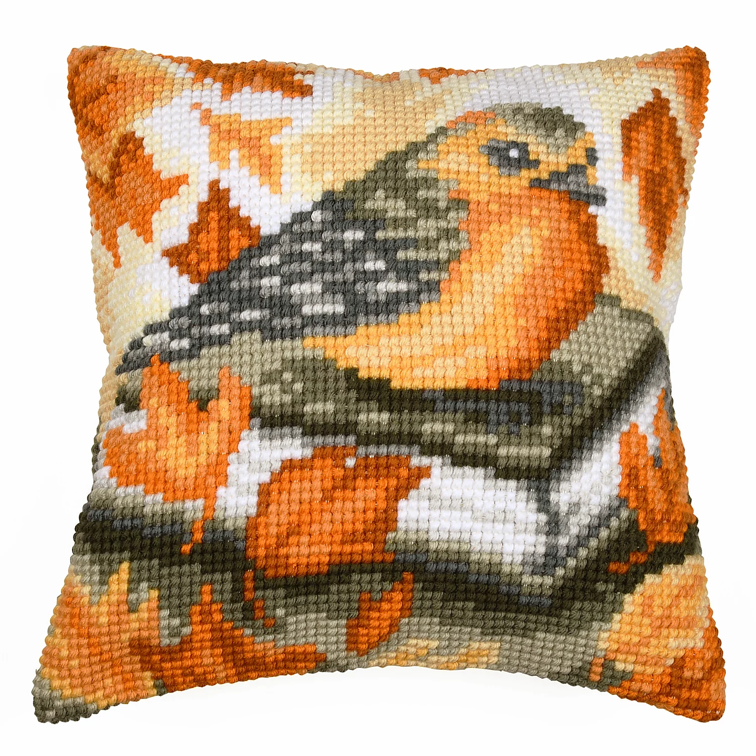 Kreuzstichkissen Rotkehlchen auf Buch Image