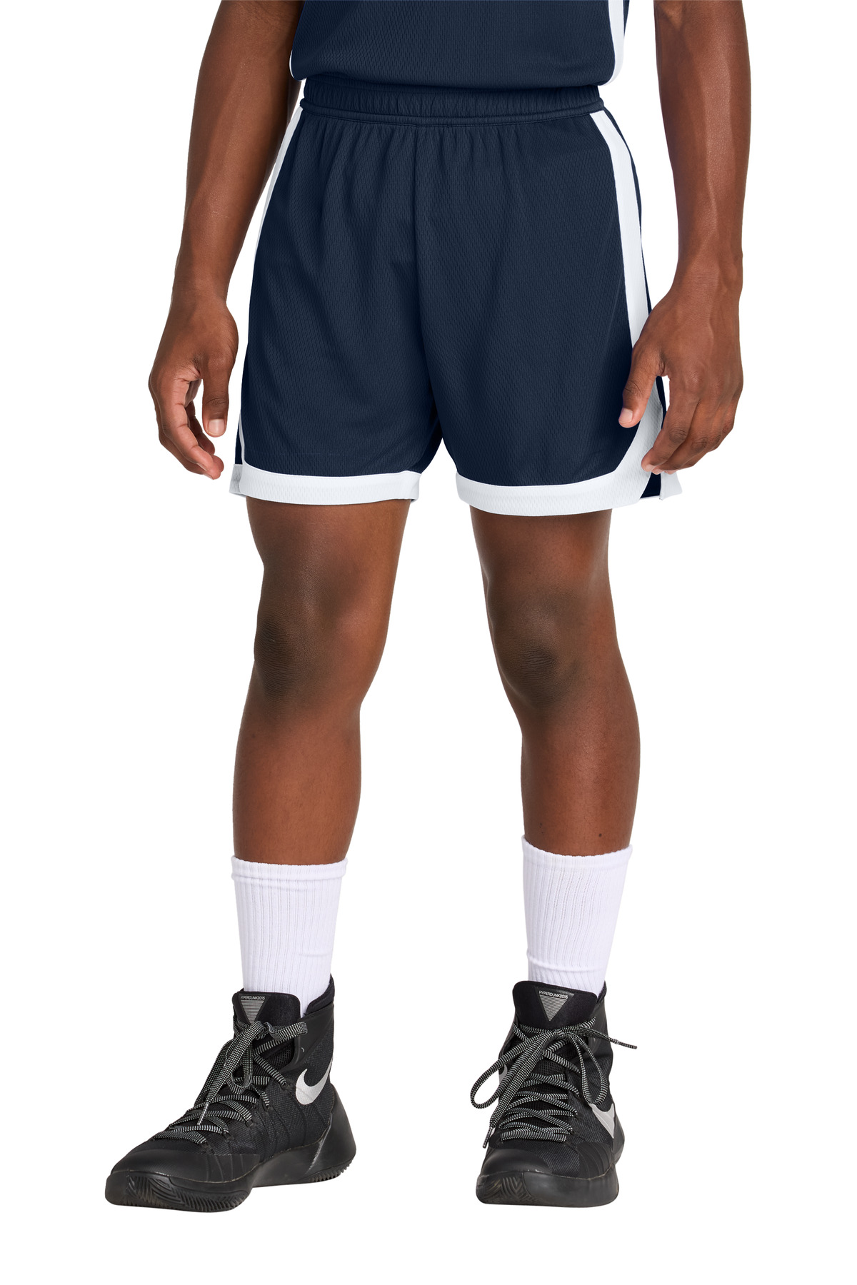 Sport-Tek YST901 Youth Rival Basketball 5' Short in True Navy Blue/White size Small | Polyester