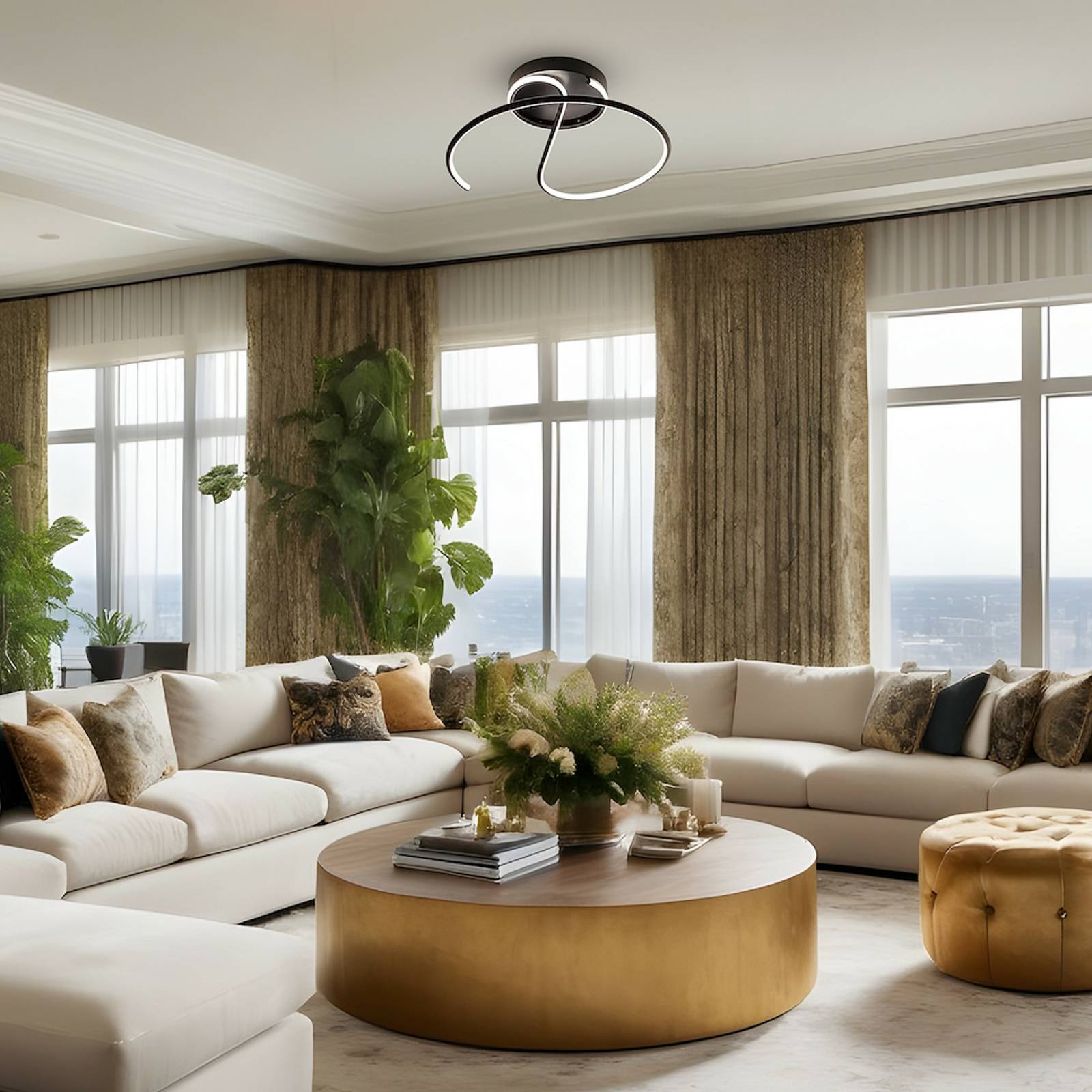 LED Deckenlampe Delta Milagro Lighting, schwarz, für Wohn- / Esszimmer, Metall, Modern, LED Deckenleuchte