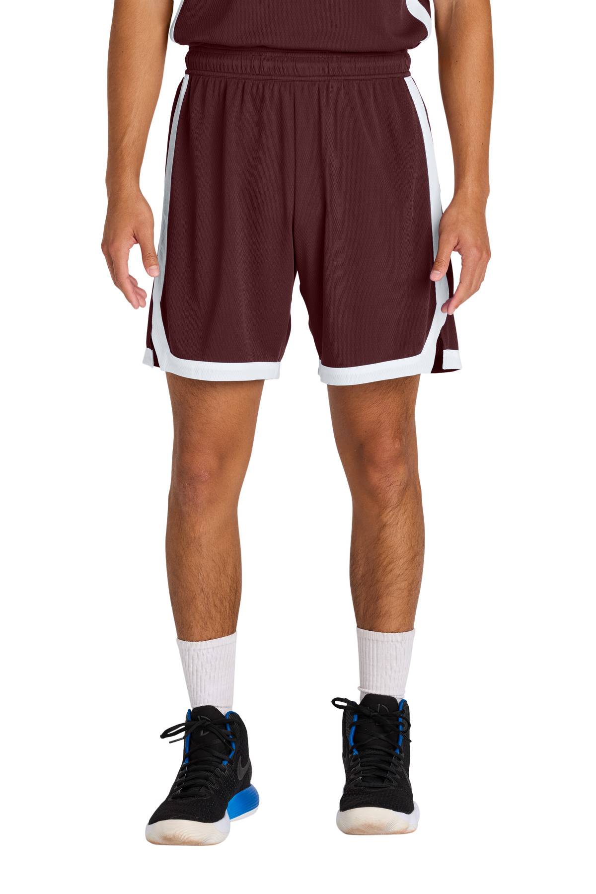 Sport-Tek ST901 Rival Basketball 7'Short in Maroon/White size 4XL | Polyester