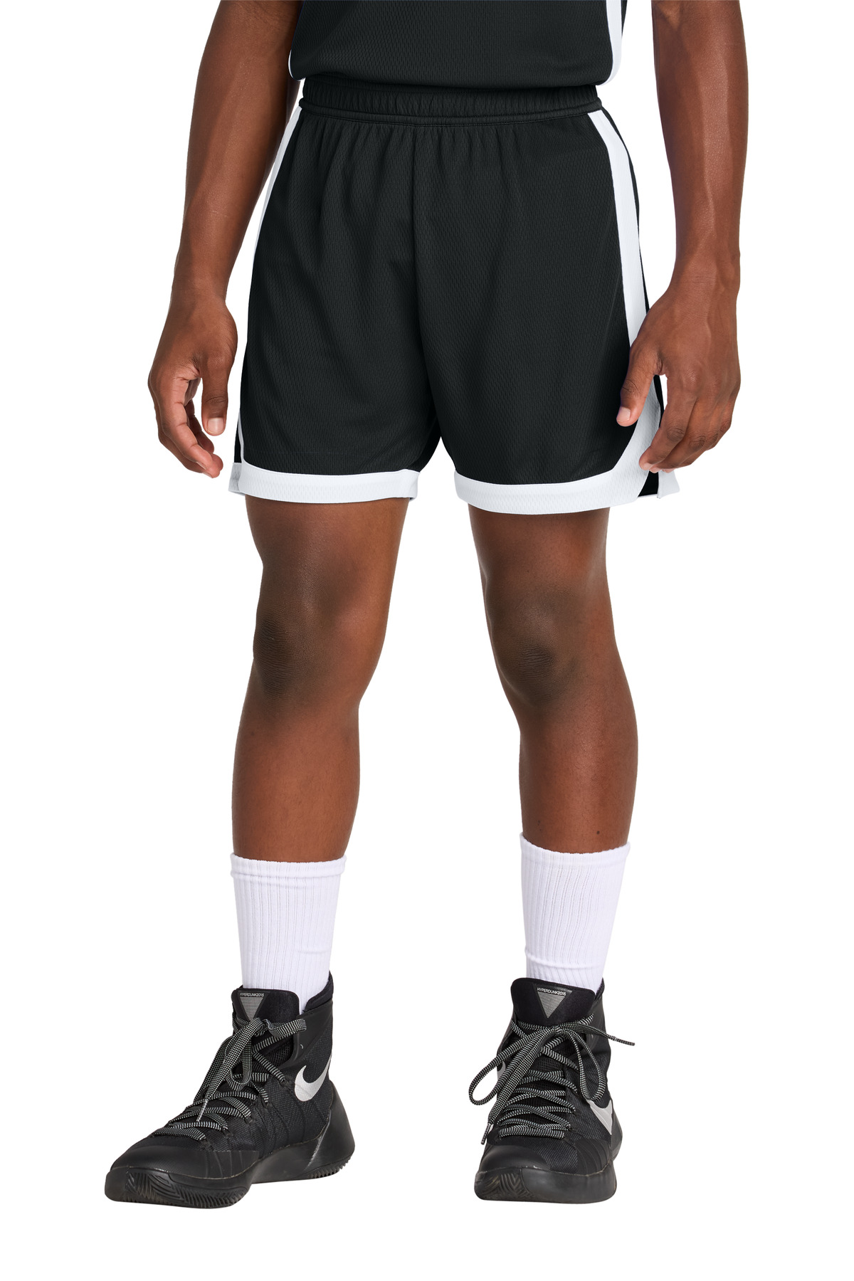 Sport-Tek YST901 Youth Rival Basketball 5' Short in Black/White size XS | Polyester