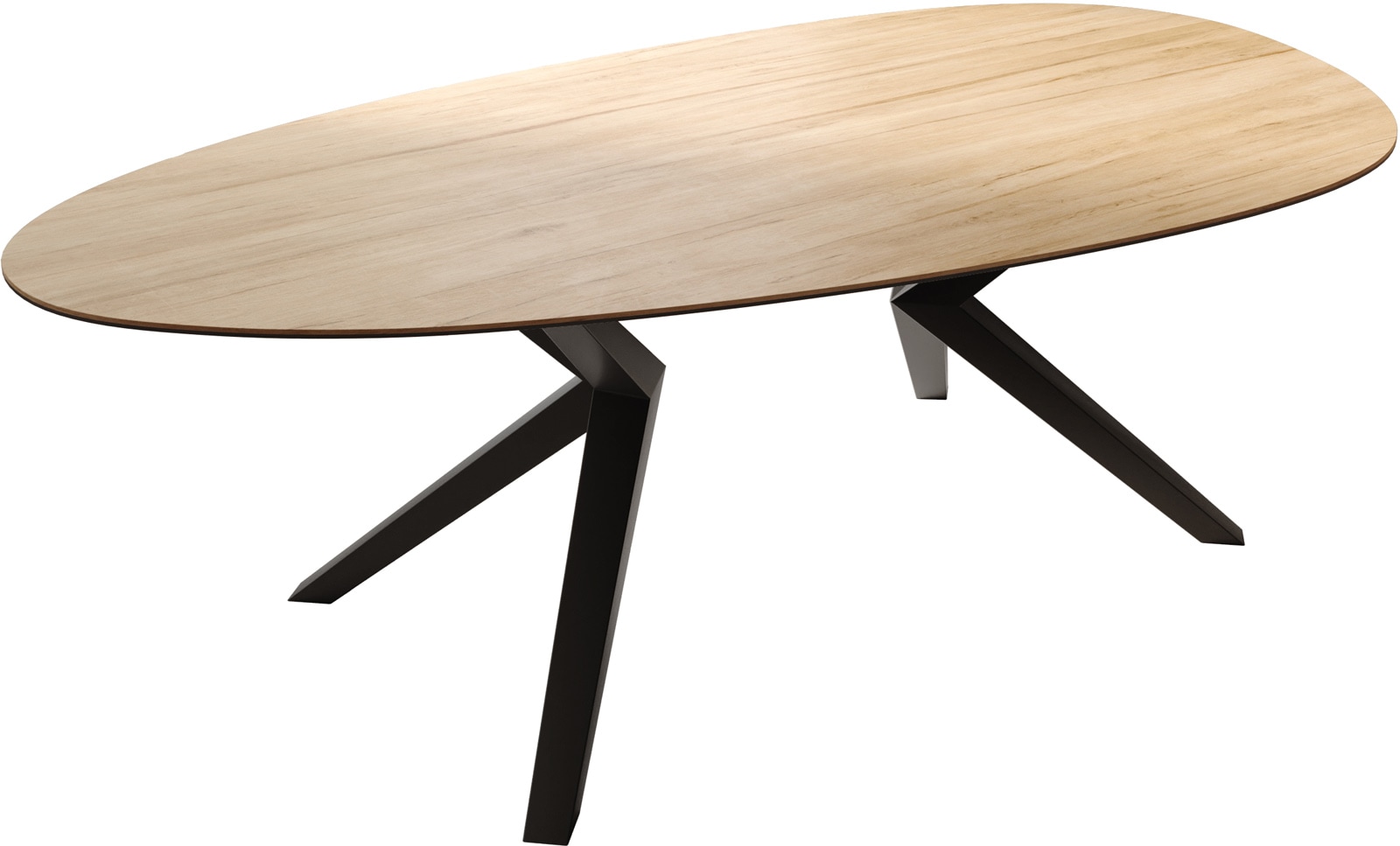 DELIFE Esstisch Edge Oval 220x120 Keramik Laminam® Sabbia Eichefarbig Zenthara kantig Metall Schwarz, Esstische Image