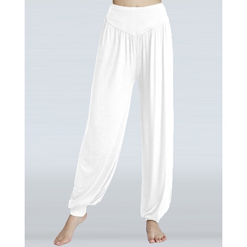 Per donna Pantaloni da yoga Pantaloni stile harem Pantaloncini Leggero Vita Alta Palestra Pilates Zumba Pantaloni Tinta unica Nero Bianco Rosa Modal Autunno Gli sport Abbigliamento sportivo