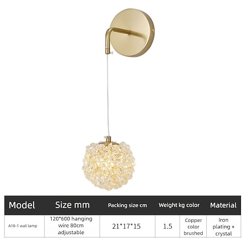 Applique da parete in stile crustal, applique da parete dorata da 1/2 luce, lampade da parete moderne, applique da parete in stile fattoria con paralume in vetro trasparente, luci da parete per