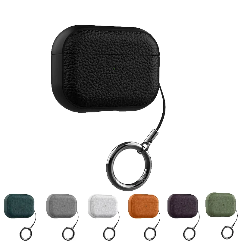 Schutzhülle für Apple Airpods 4 3 AirPods Pro 1 2, kabellose Kopfhörerhülle, Lederstrukturhülle für Air Pods Pro Kopfhörertasche Image