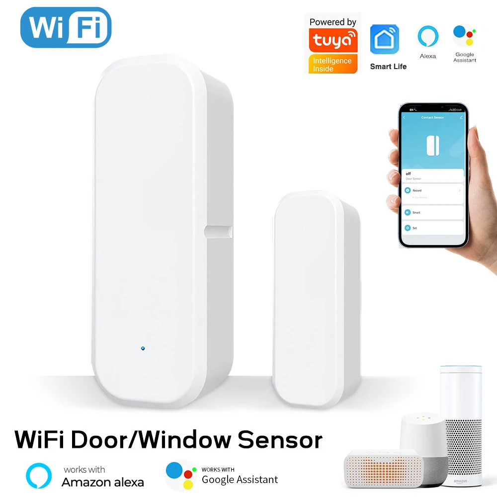 Tuya Wifi Smart Tür Sensor Fenster Eintrag Sicherheit Alarm Alexa Google Home Kompatibel Einbrecher Alarm Sensor für Home Security Image