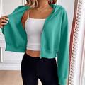 Per donna Felpa con cappuccio e zip Giacca con cappuccio Tasca con cerniera Manica Lunga Top Athleisure Autunno Antivento abbigliamento sportivo Abbigliamento sportivo Tinta unita Bianco Giallo Blu