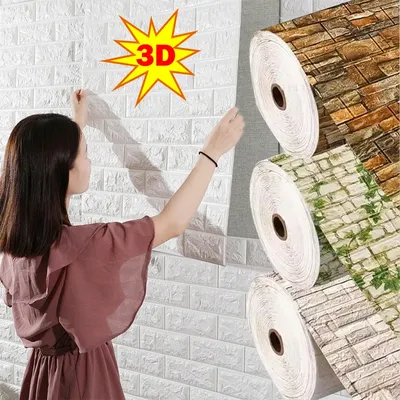 3D Wasserdicht Wand Aufkleber Weiche Schaum Ziegel Muster DIY Wand Hause Kinderzimmer Schlafzimmer Warme Dekoration Tapete Image