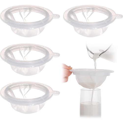 4 pezzi 100 mesh/ 200 mesh/ 300 mesh/ 400 mesh filtro in nylon riutilizzabile per latte, formaggio, succo e cottura colino in plastica fine ideale utensile da cucina