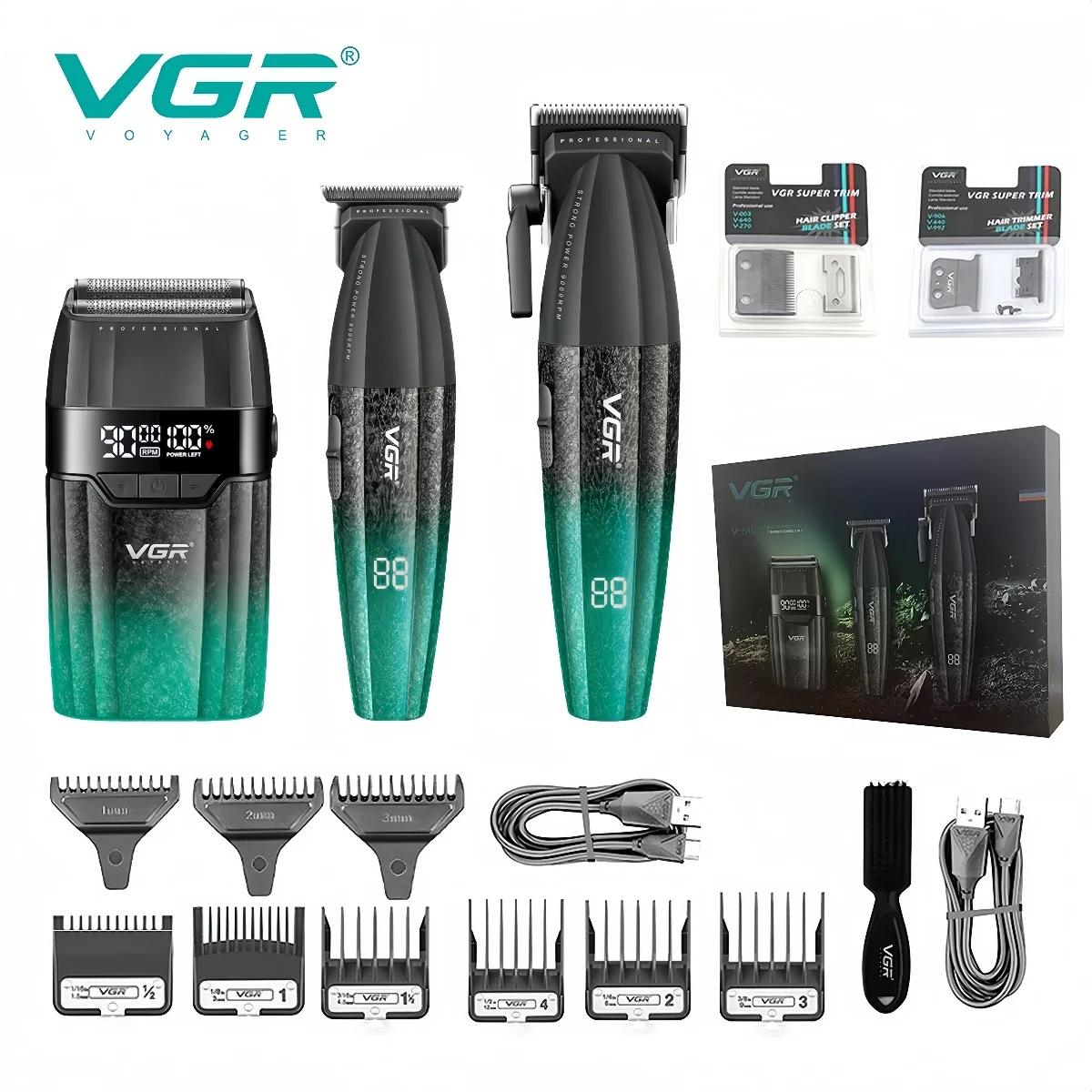 VGR Haarschneider Upgrade Professioneller Haarschneidemaschine Bestseller Einstellbar 9000 U/min LED Elektrische Haarschneidemaschine Schnäppchen Metall Haarschneider für Männer Bester V-640 s3 Image