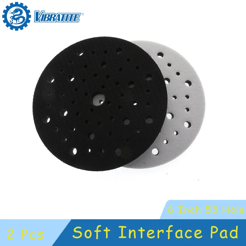 2PCS 6 Zoll 53 Loch Soft Interface Pad 150mm Haken und Schleife Schleif Disc Puffer Schwamm Interface Kissen pad für Stützteller Image