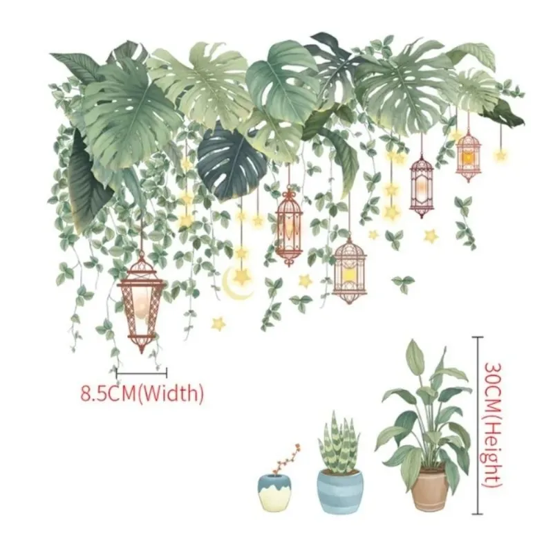 PVC-Aufkleber, selbstklebende Aufkleber für Heimdekoration, Raumdekoration, ästhetische Wandaufkleber, abnehmbare grüne Blätter, Bonsai Image