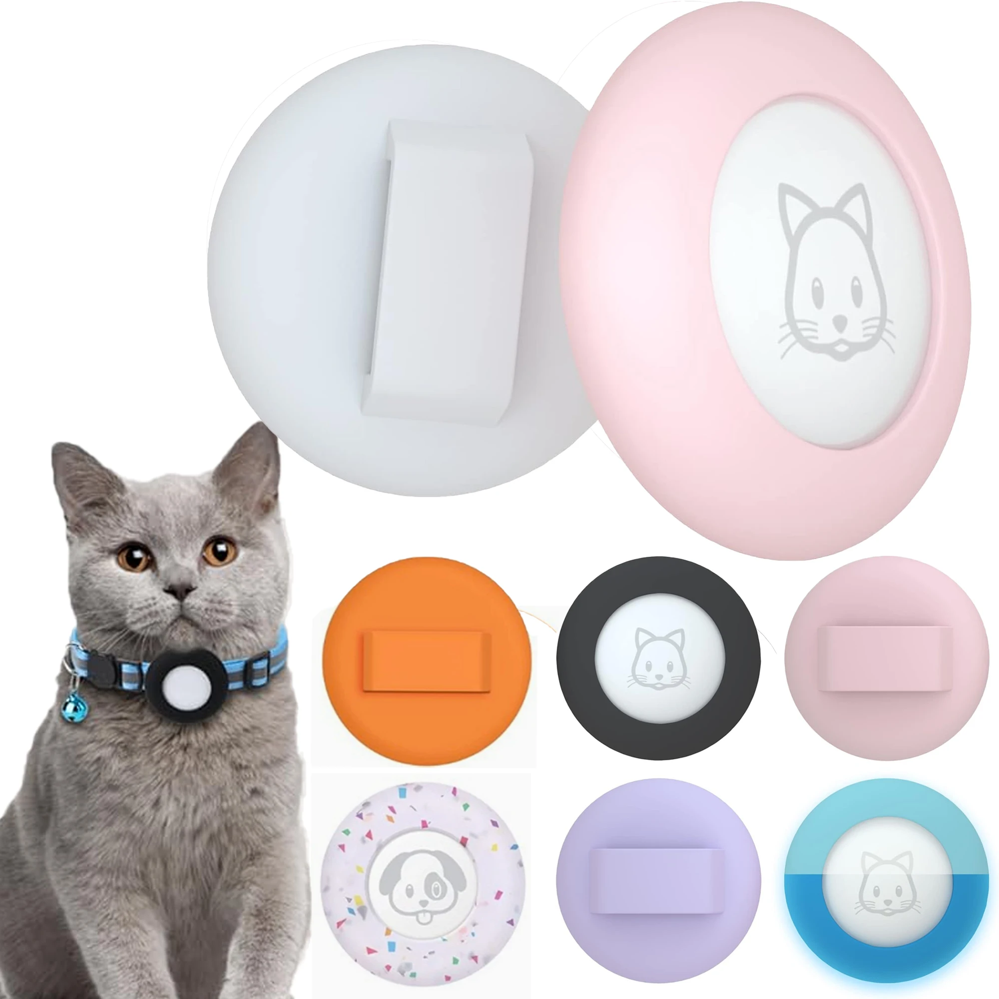 Airtag-Katzenhalsbandhalter, kleiner AirTag-Katzenhalsbandhalter, Silikonhülle für Katzen- und Hundehalsbänder, Geschirrhalterung Image