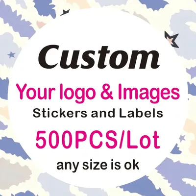 500PCS Custom Stickers and Customized Logos Packaging Name Party Wedding Birthday Print Your Own Sticker Personalized Stickers