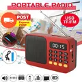 Ricevitore radio FM portatile Radio ricaricabile Lettore musicale USB MP3 TF con display LCD Torcia a LED Mini altoparlante Bluetooth ﻿